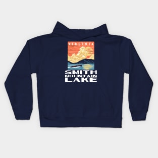 Smith Mountain Lake Virginia Vintage Boat WPA Poster Style Kids Hoodie